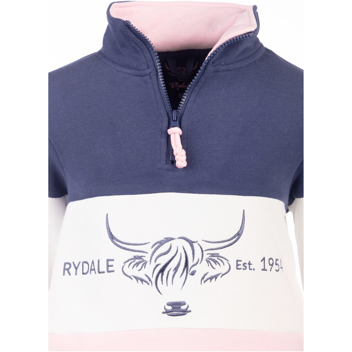 2025 Rydale Juniors Byland Sweat à Capuchon 423346 - Vache Sorbet / White / Denim